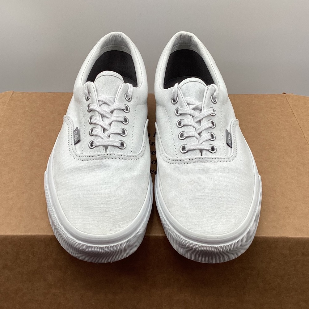 Vans Era White Canvas Low Top Skate Shoes Mens 11 Sneakers VN000EWZW00